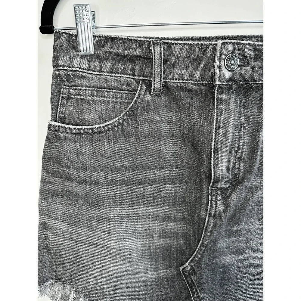 We‎ The Free People Black Denim Mini Skirt 25 Frayed Hem Rocker Festival Revival